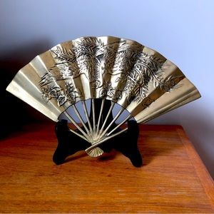 Vintage brass fan with stand